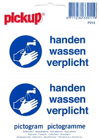 pictogram 'handen wassen verplicht' (2x)