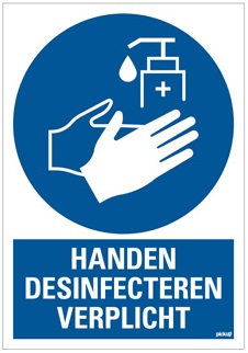 bord 'handen desinfecteren'